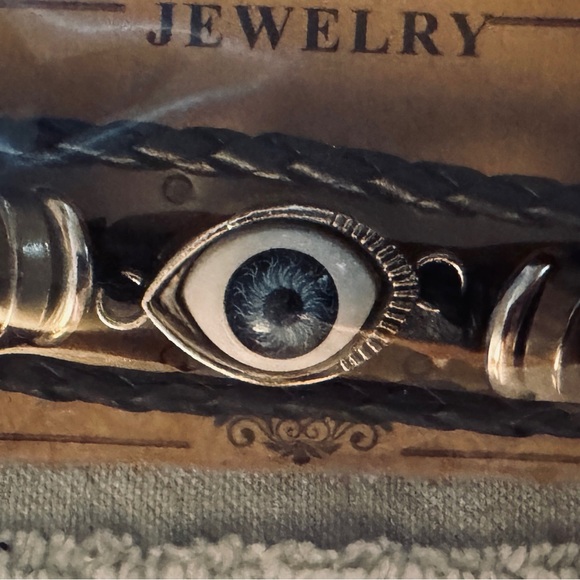 Brown Leather Eye Bracelet - Picture 3 of 4